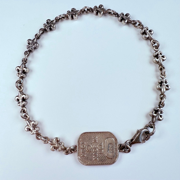 King Baby Studio MB Fleur De Lis Chain Queen Baby Sterling Silver 925 Bracelet - Picture 3 of 8